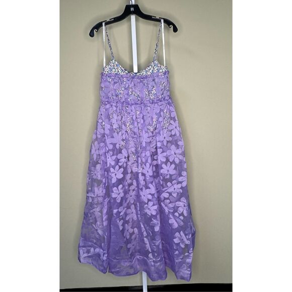 For Love & Lemons NWT Villegas Midi Dress in Purple Size M - Picture 5 of 10